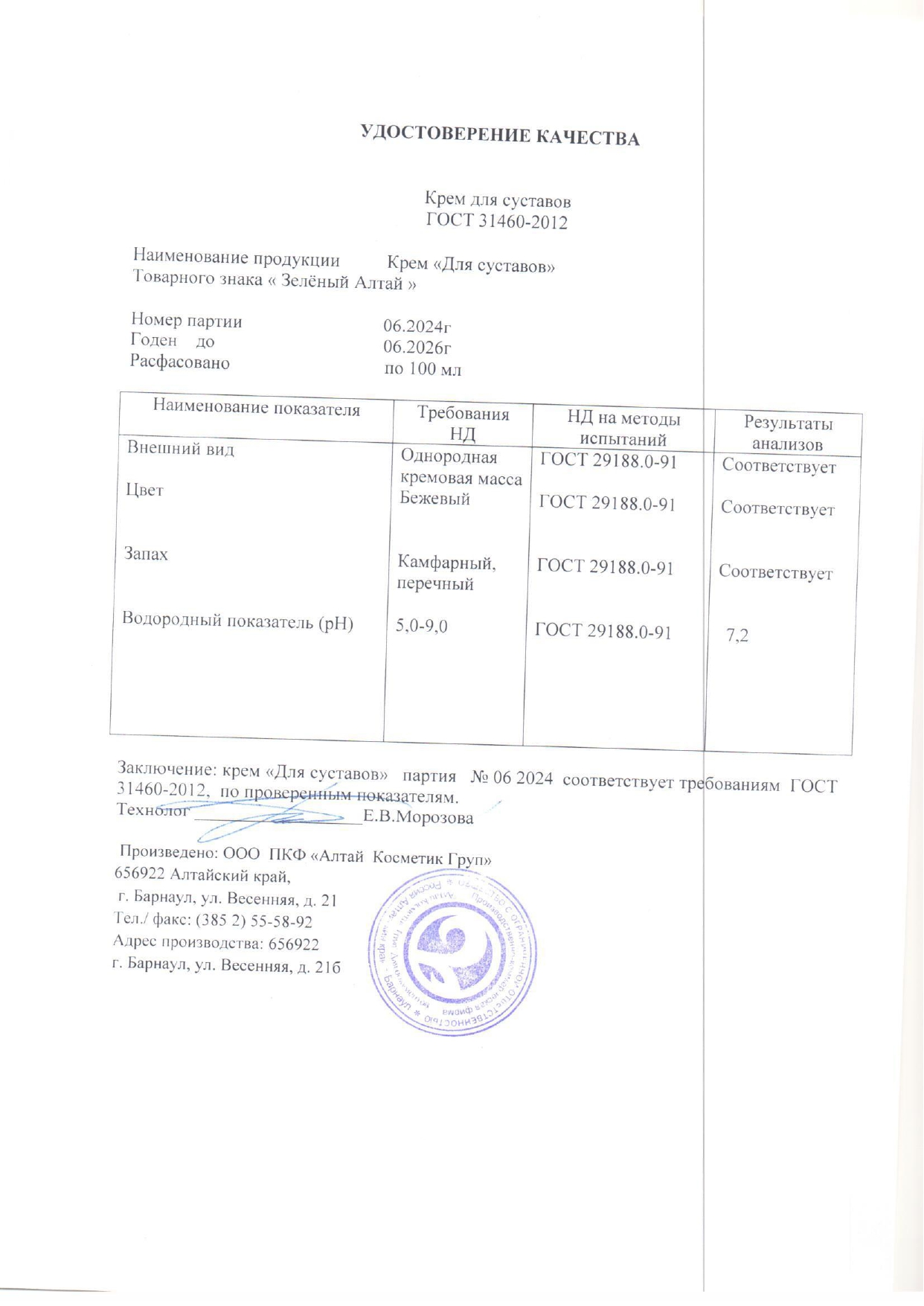 Паспорт №062024